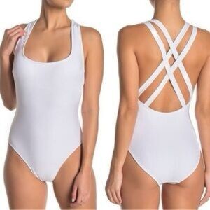 Rachel Roy White Cross-Back Women's Swimsuit NWT XS